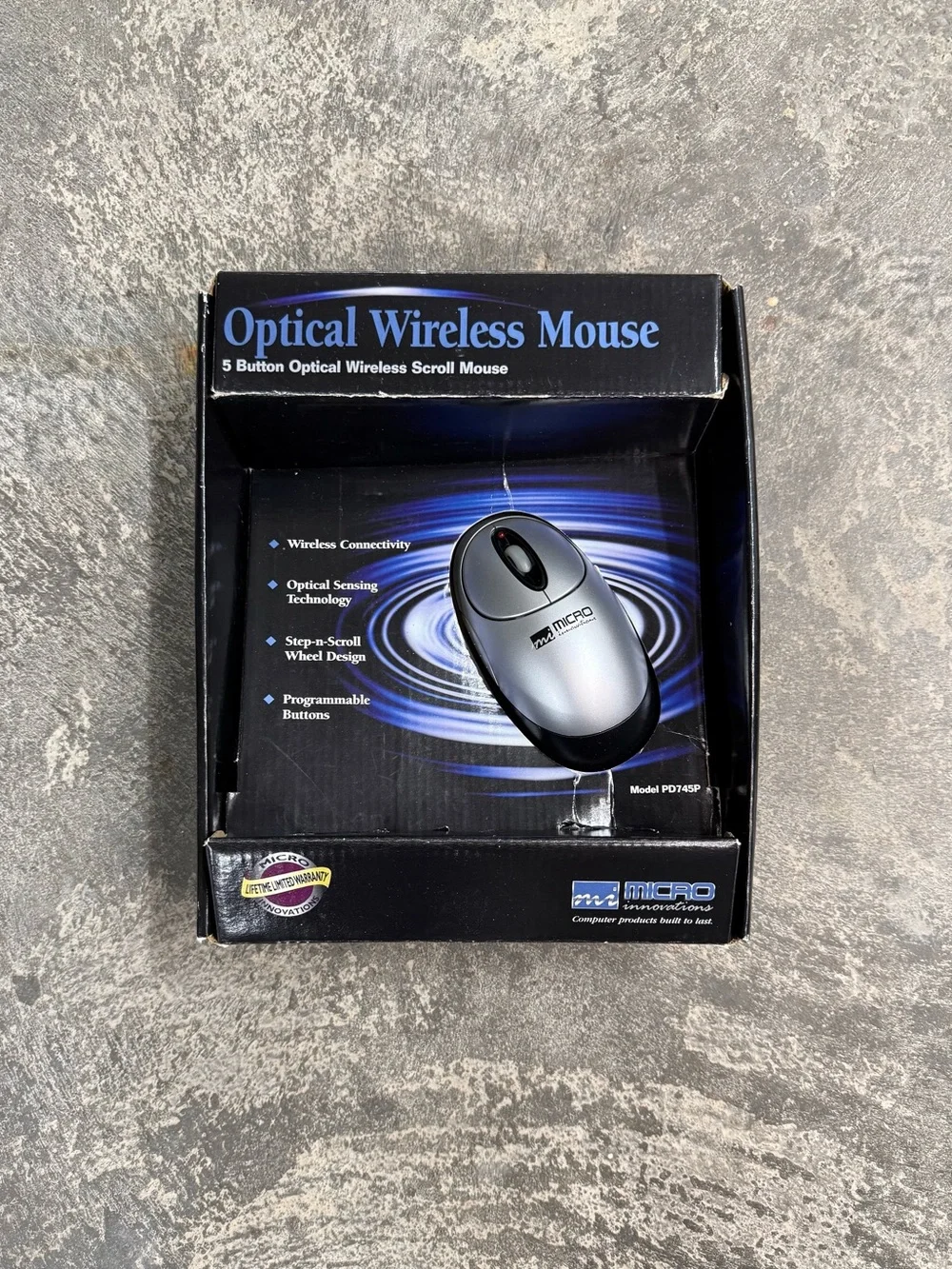 NOS Micro Innovations PD745P Optical Wireless Mouse Windows XP